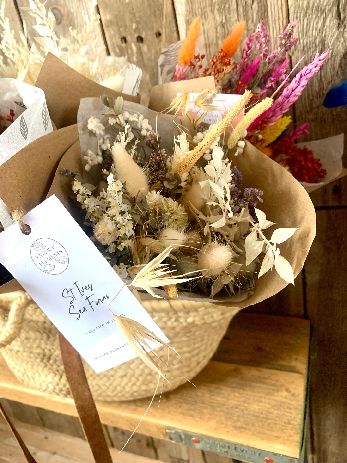 St Ives Sea Foam Hand Tied Dried Flower Bouquet