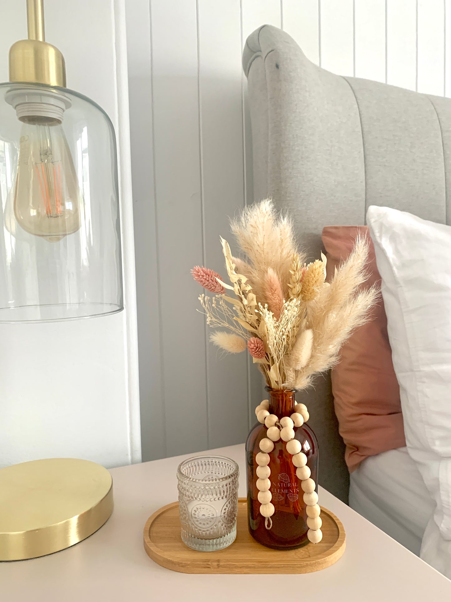 Amber Vase Dried Flower Home Decor Set