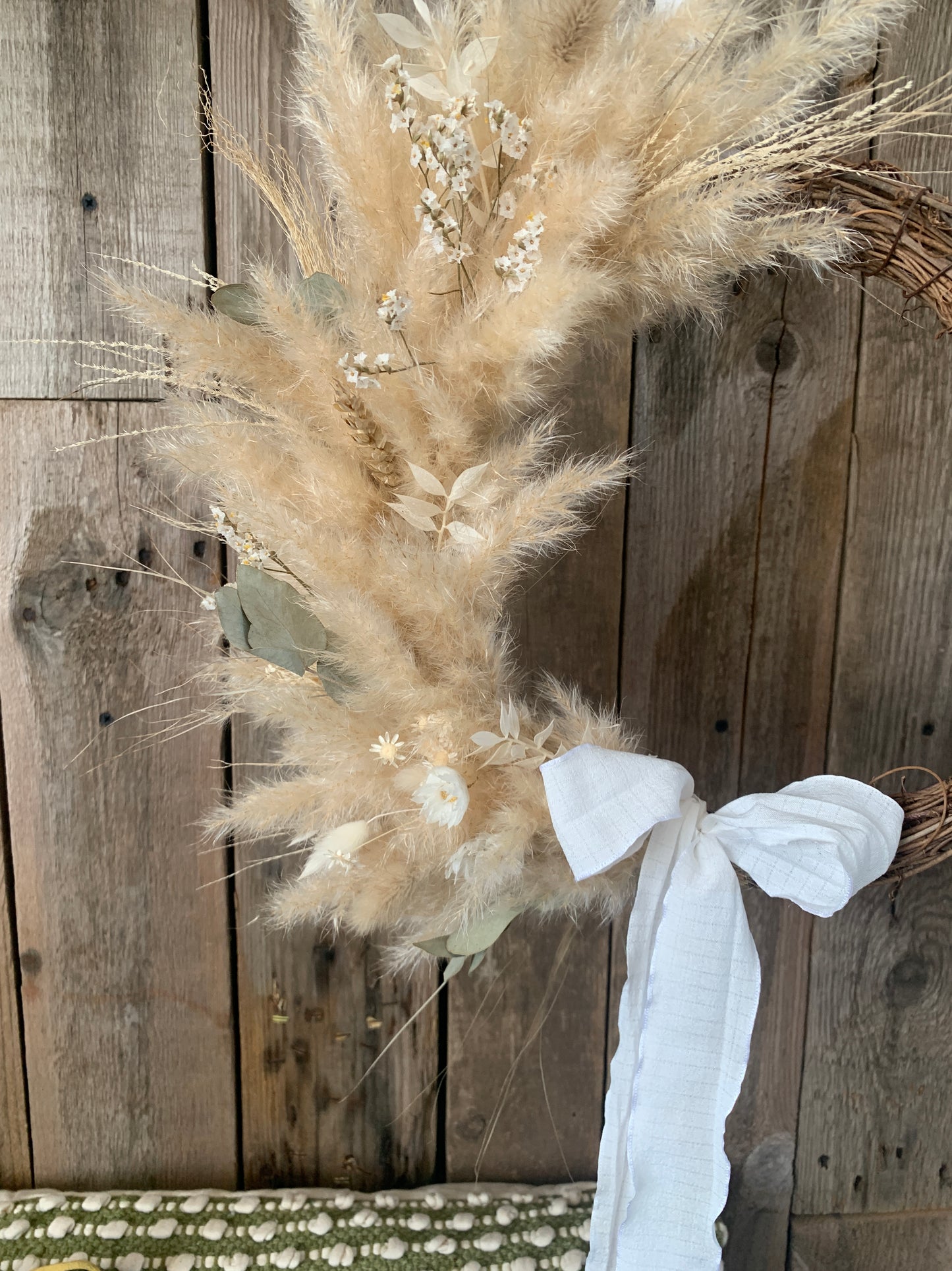 Cornish Pampas Easter Half Moon Dried Flower Wreath