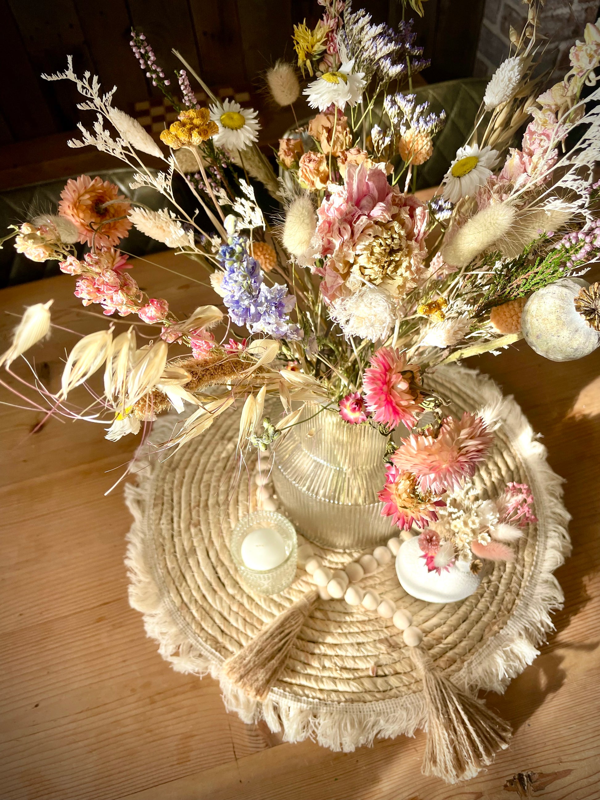 Springtime Dried Flower Table Centre Piece
