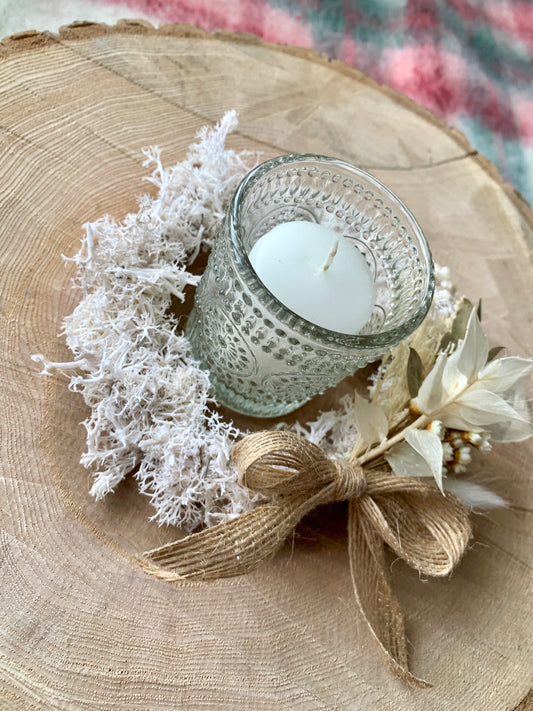 White Moss Christmas Wreath Candle Table Decoration